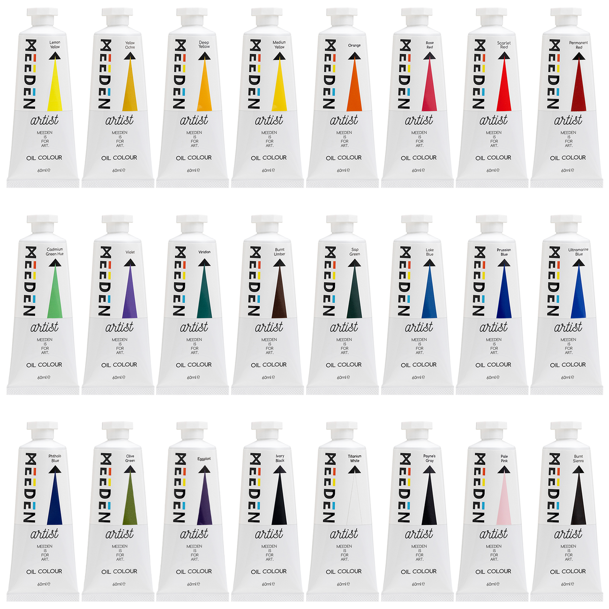 MEEDEN Artist Grade Oil Paint - 60ml/2oz, 24 Tubes