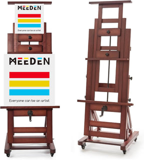 MEEDEN Deluxe Studio Large Rocker Crank Heavy Duty Artist Easel-Deep Walnut-DHJ-12