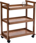 MEEDEN Rolling Art Cart, Solid Beechwood 3-Tier Storage Trolley - Light Walnut - W13