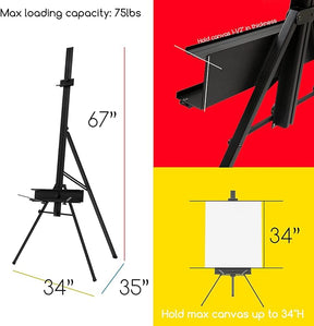 MEEDEN Portable Aluminum Easel – Painting Display Stand with Palette & Brush Rest