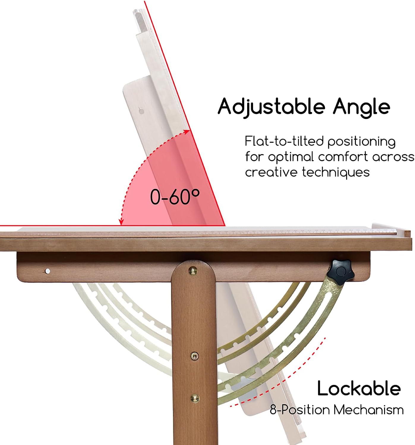 MEEDEN Adjustable Drafting Table – Solid Wood Art Desk, Light Walnut-XSZ