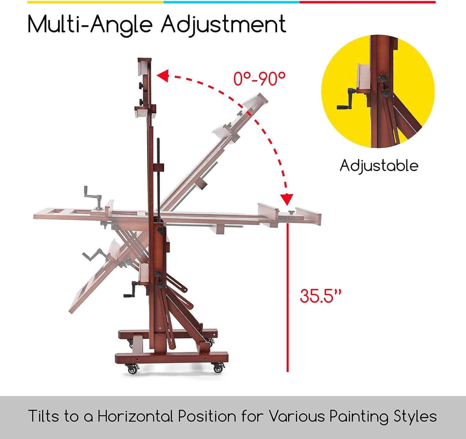 MEEDEN Deluxe Studio Large Rocker Crank Heavy Duty Artist Easel-Deep Walnut-DHJ-12