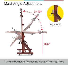 MEEDEN Deluxe Studio Large Rocker Crank Heavy Duty Artist Easel-Deep Walnut-DHJ-12