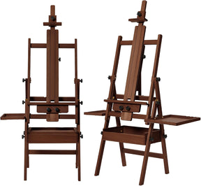MEEDEN H-Frame Beech Wood Deep Walnut Art Easel with Storage, Adjustable 50"-80" H