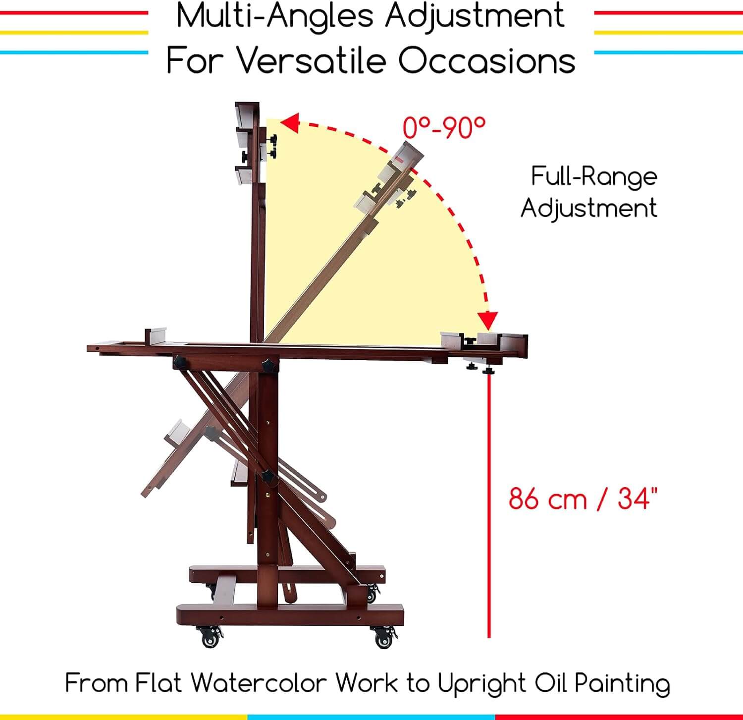 MEEDEN Deluxe Multi-Function Heavy Duty Large Artist Easel-Deep Walnut-DHJ-3
