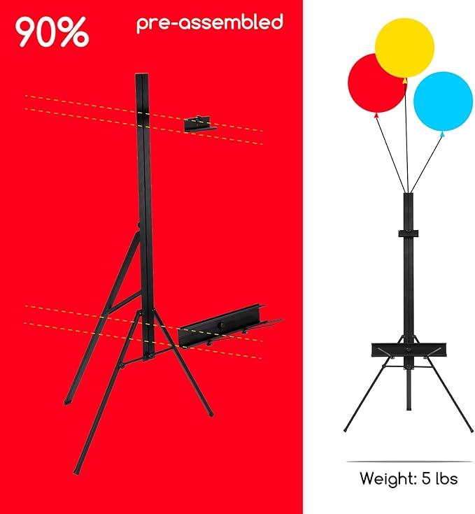 MEEDEN Portable Aluminum Easel – Painting Display Stand with Palette & Brush Rest