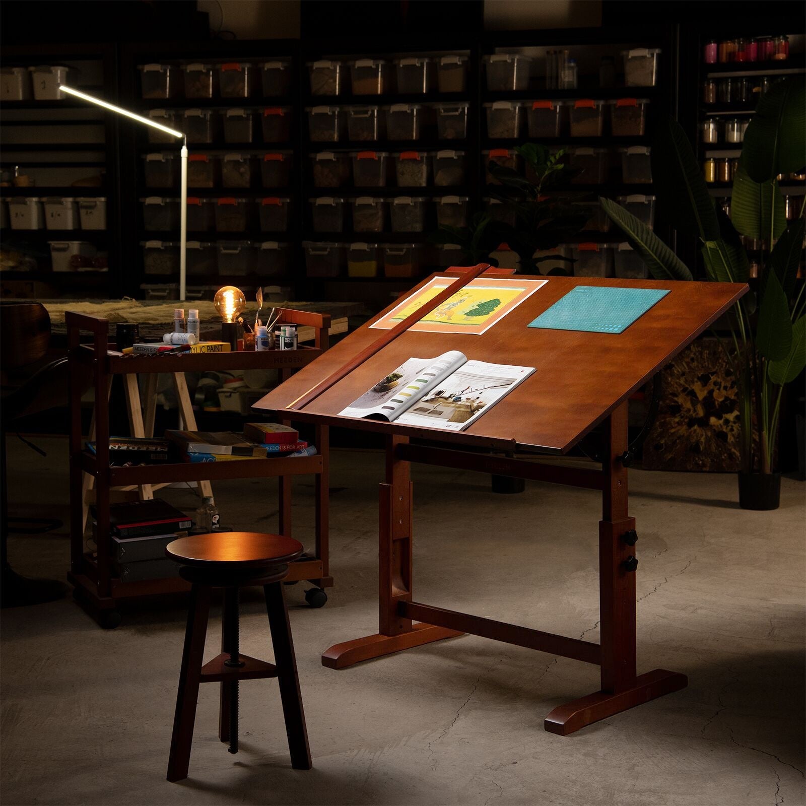 MEEDEN Vintage Adjustable Wooden Drafting Table , Dark Walnut-XSZ-4