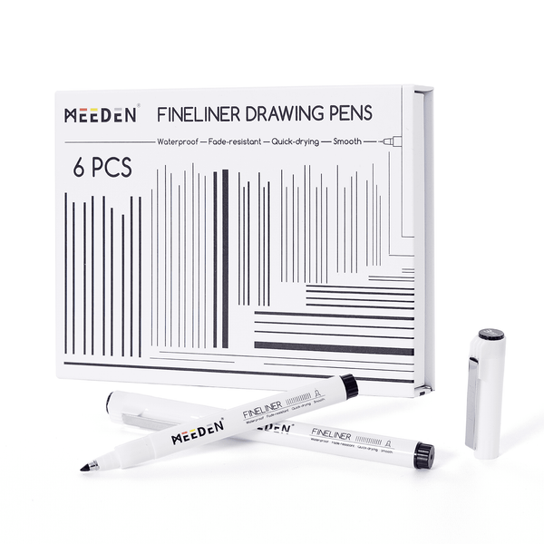 MEEDEN Black Micro Fineliner Pens – 6-Size Set, 0.05-1mm, Waterproof Archival Ink for Sketching & Illustration