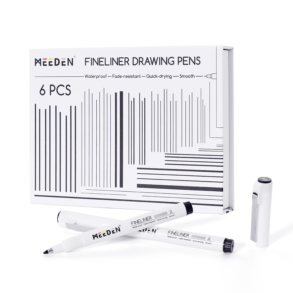 MEEDEN Black Micro Fineliner Pens – 6-Size Set, 0.05-1mm, Waterproof Archival Ink for Sketching & Illustration