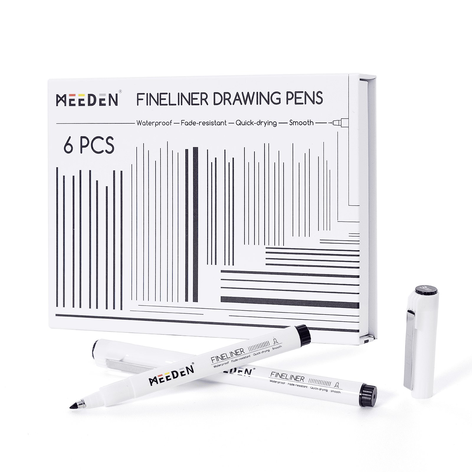 MEEDEN Black Micro Fineliner Pens – 6-Size Set, 0.05-1mm, Waterproof Archival Ink for Sketching & Illustration