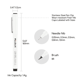 MEEDEN Black Micro Fineliner Pens – 6-Size Set, 0.05-1mm, Waterproof Archival Ink for Sketching & Illustration