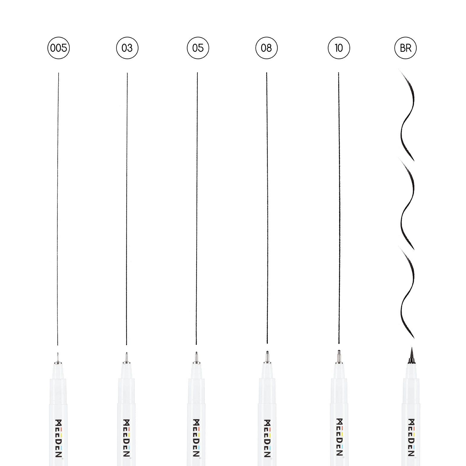 MEEDEN Black Micro Fineliner Pens – 6-Size Set, 0.05-1mm, Waterproof Archival Ink for Sketching & Illustration