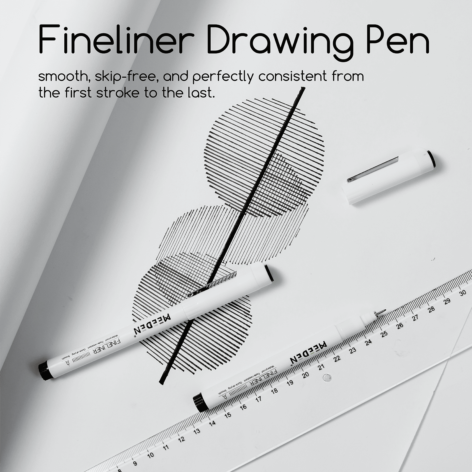MEEDEN Black Micro Fineliner Pens – 6-Size Set, 0.05-1mm, Waterproof Archival Ink for Sketching & Illustration