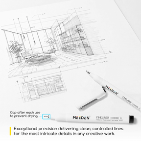 MEEDEN Black Micro Fineliner Pens – 6-Size Set, 0.05-1mm, Waterproof Archival Ink for Sketching & Illustration
