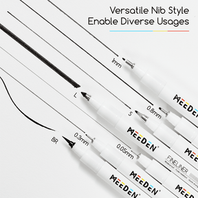 MEEDEN Black Micro Fineliner Pens – 6-Size Set, 0.05-1mm, Waterproof Archival Ink for Sketching & Illustration