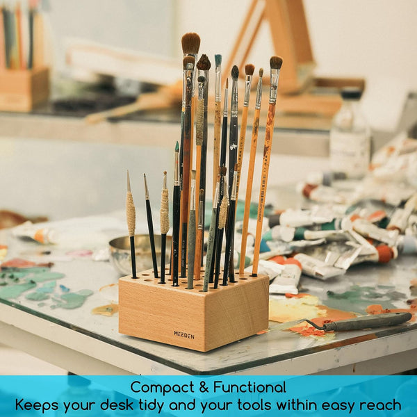 MEEDEN 2Pcs Beechwood 36-Hole Paint Brush Holder