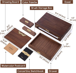 MEEDEN Deluxe Foldable Tabletop Easel Set with Storage Drawer & Paint Box