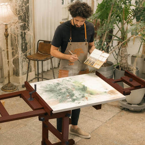 MEEDEN Deluxe Studio Large Rocker Crank Heavy Duty Artist Easel-Deep Walnut-DHJ-12