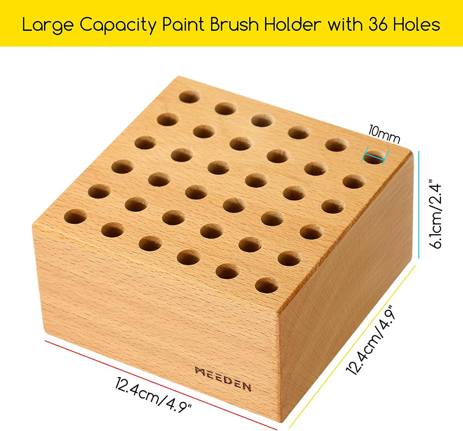 MEEDEN 2Pcs Beechwood 36-Hole Paint Brush Holder