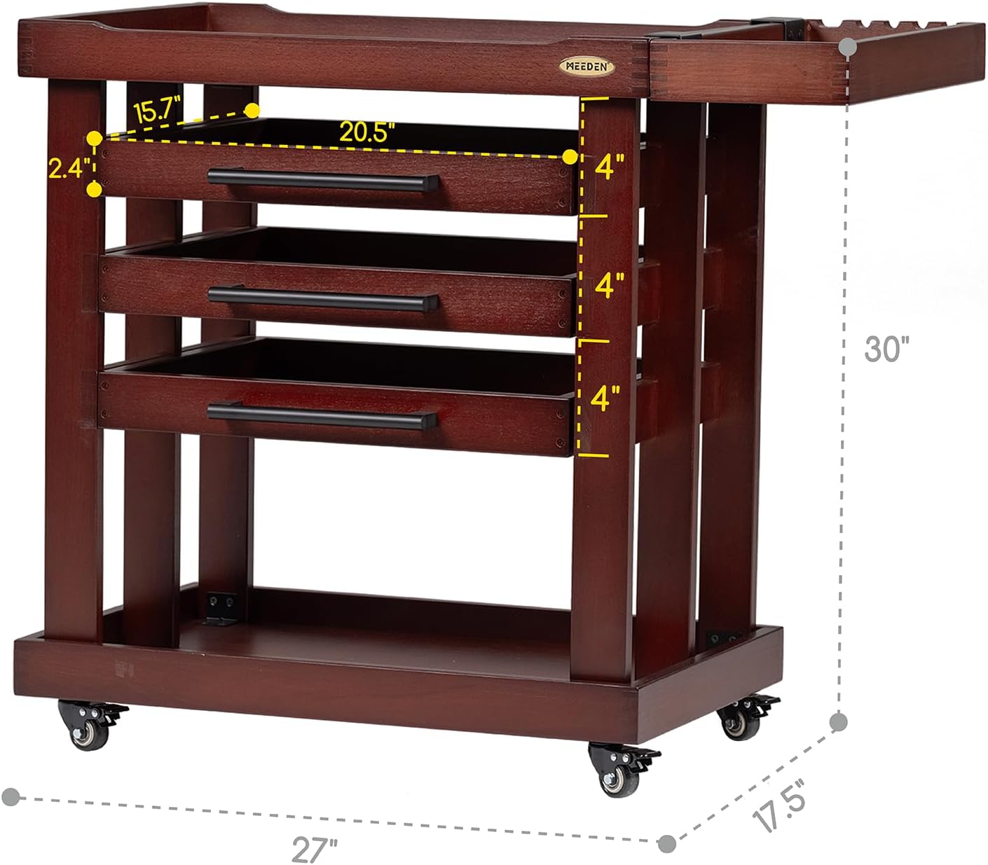 MEEDEN Deluxe Artist Supplies Storage Cart, 5-Tier Taboret-Dark Walnut-W13H
