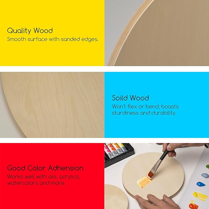 MEEDEN Round Cradled Wood Panels – 16" x 3/4", 2-Pack for Pouring Art & Painting