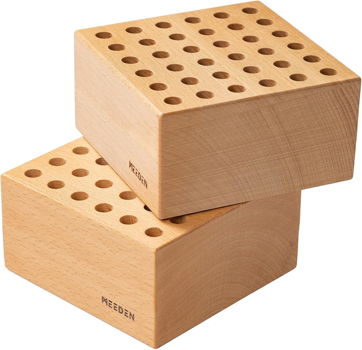 MEEDEN 2Pcs Beechwood 36-Hole Paint Brush Holder