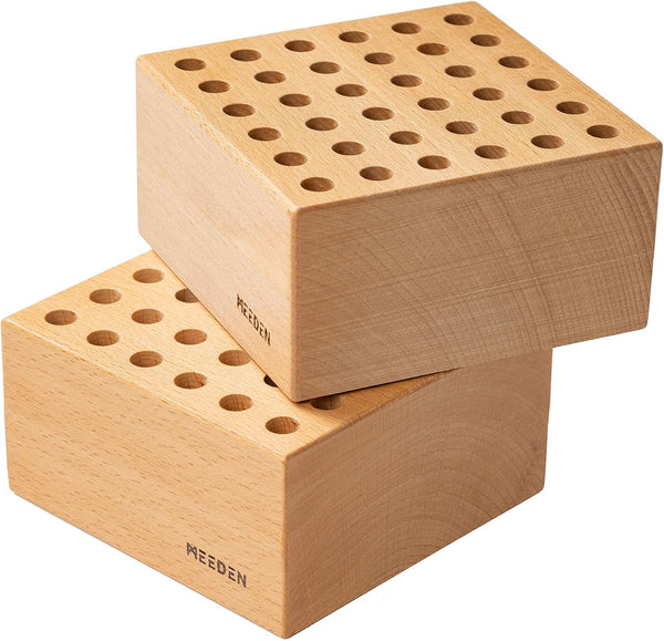 MEEDEN 2Pcs Beechwood 36-Hole Paint Brush Holder