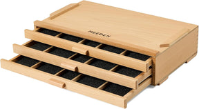 MEEDEN 3-Tier Beech Wood Organizer Box with Removable Dividers