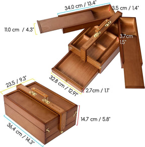 MEEDEN Solid Beechwood Art Supply Storage Box – Portable Foldable Organizer with Drawer