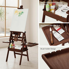 MEEDEN H-Frame Beech Wood Deep Walnut Art Easel with Storage, Adjustable 50"-80" H