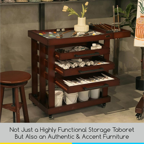 MEEDEN Deluxe Artist Supplies Storage Cart, 5-Tier Taboret-Dark Walnut-W13H