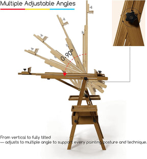 MEEDEN H-Frame Beech Wood Walnut Art Easel with Storage, Adjustable 50"-80" H