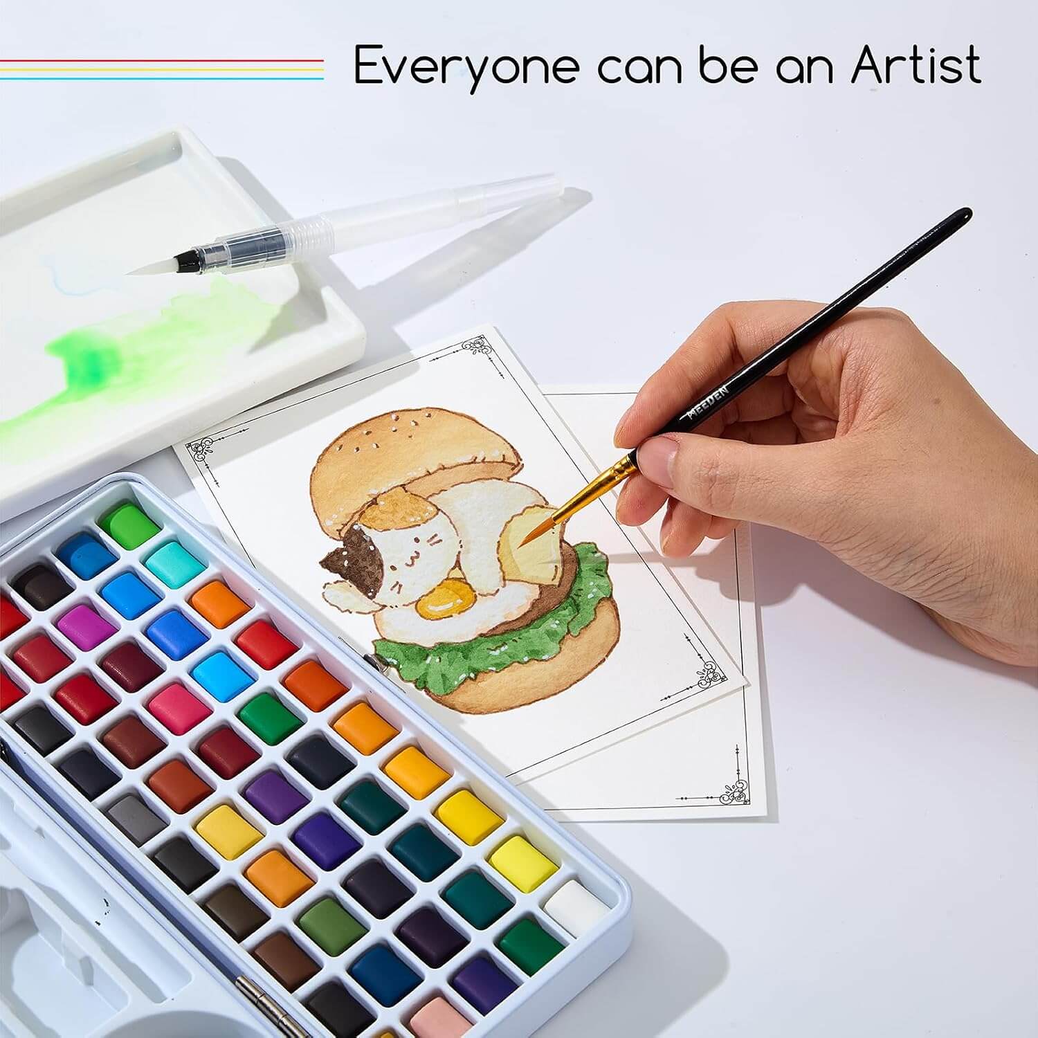 MEEDEN 50-Color Travel Watercolor Paint Kits
