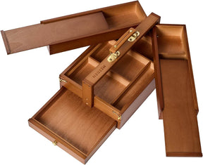 MEEDEN Solid Beechwood Art Supply Storage Box – Portable Foldable Organizer with Drawer