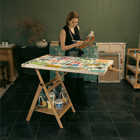 MEEDEN Heavy Duty H-Frame Easel, Adjustable & Tiltable, Walnut - W10B