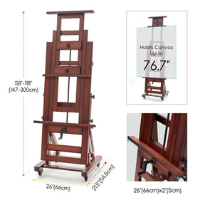 MEEDEN Deluxe Studio Large Rocker Crank Heavy Duty Artist Easel-Deep Walnut-DHJ-12