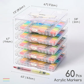 MEEDEN Automatic Ink Control Dual Tip Acrylic Paint Markers, 120 Colors
