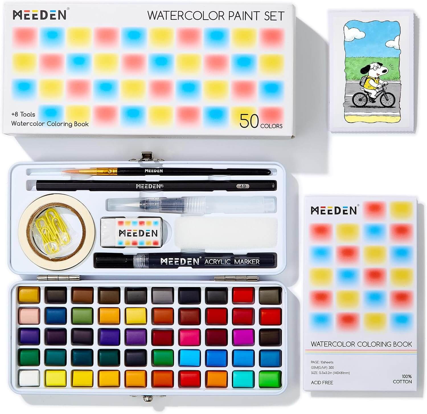 MEEDEN 50-Color Travel Watercolor Paint Kits