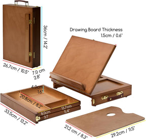 MEEDEN Walnut Tabletop Easel with Storage Drawer & Palette-XHC-1A