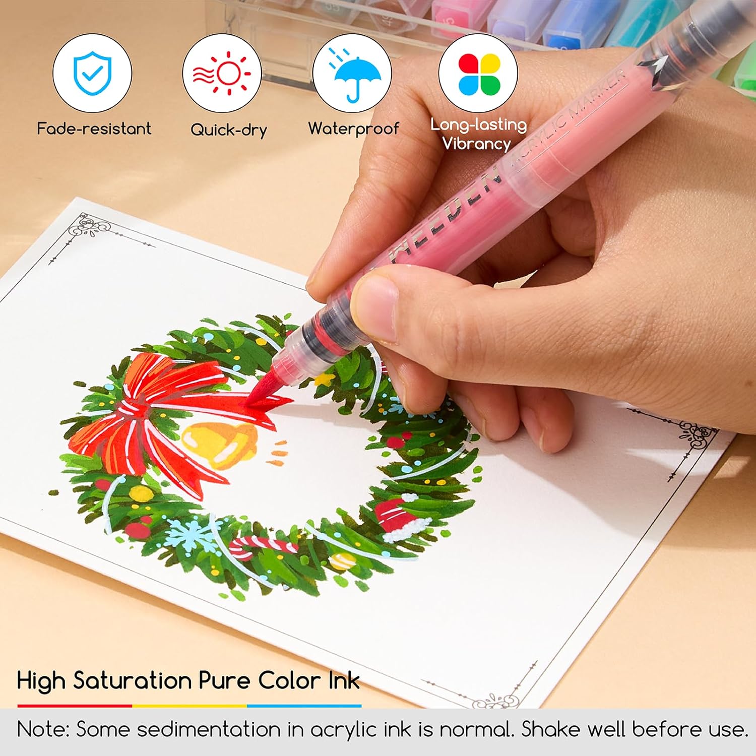 MEEDEN Automatic Ink Control Dual Tip Acrylic Paint Markers, 48 Colors