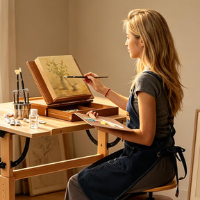 MEEDEN Walnut Tabletop Easel with Storage Drawer & Palette-XHC-1A