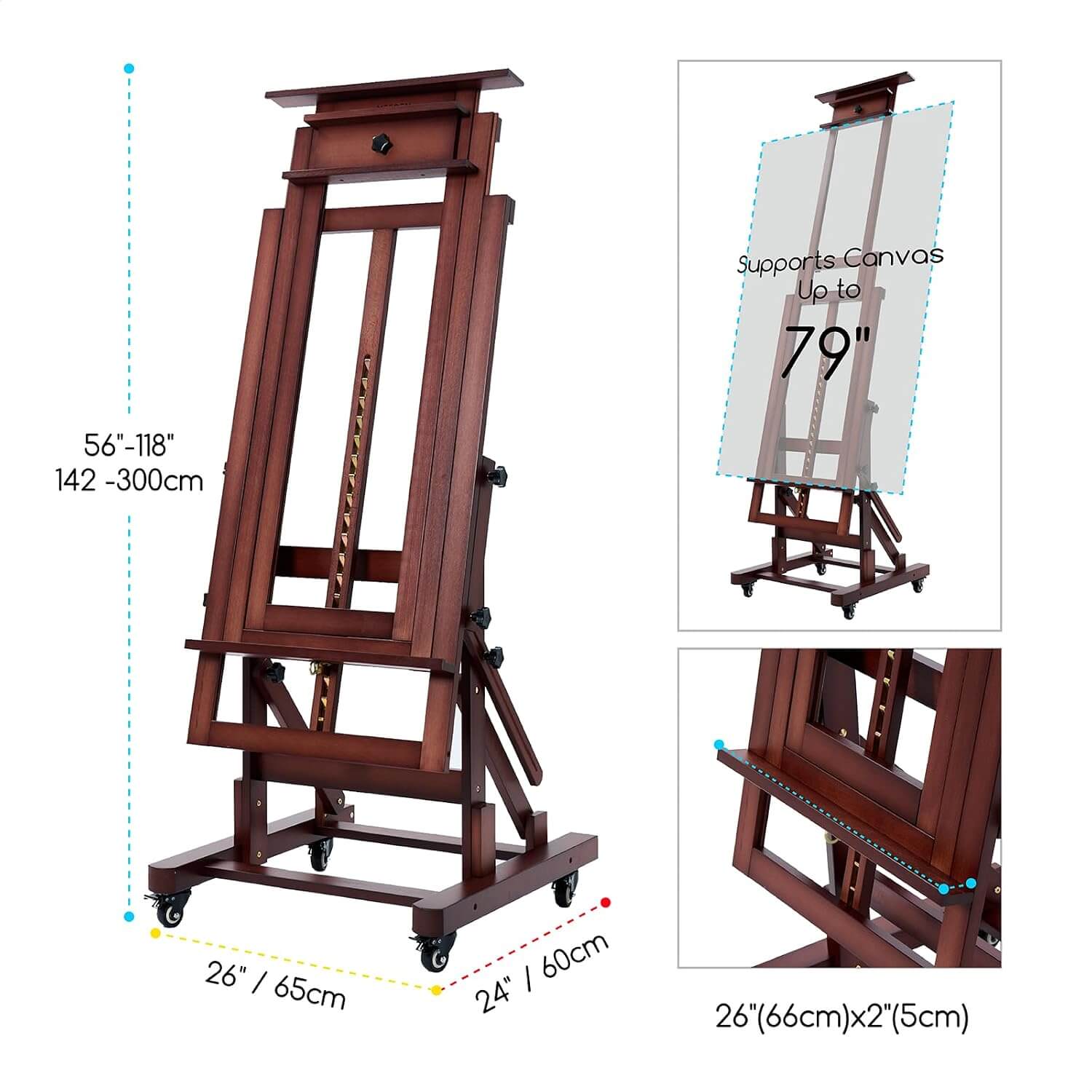 MEEDEN Deluxe Multi-Function Heavy Duty Large Artist Easel-Deep Walnut-DHJ-3