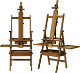 MEEDEN H-Frame Beech Wood Walnut Art Easel with Storage, Adjustable 50"-80" H