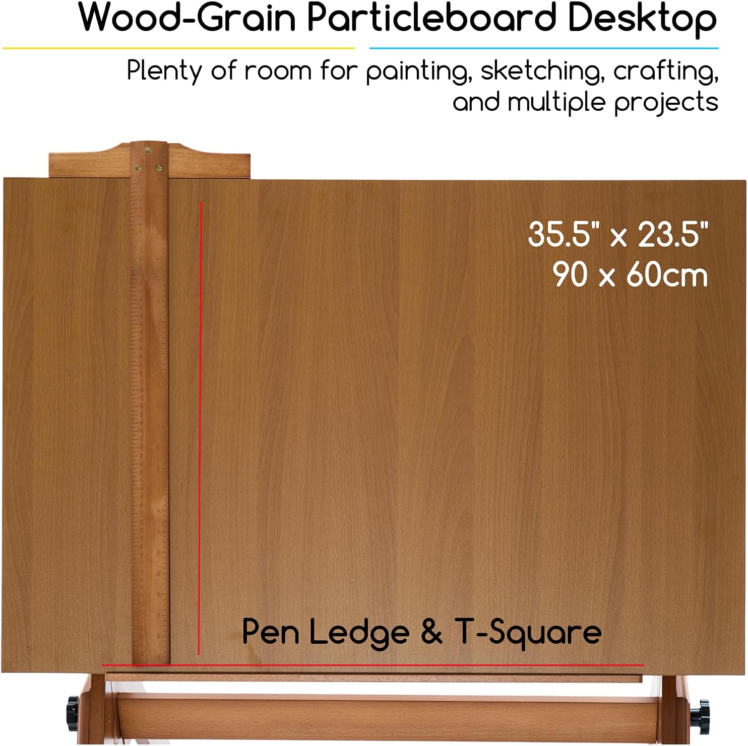 MEEDEN Adjustable Drafting Table – Solid Wood Art Desk, Light Walnut-XSZ