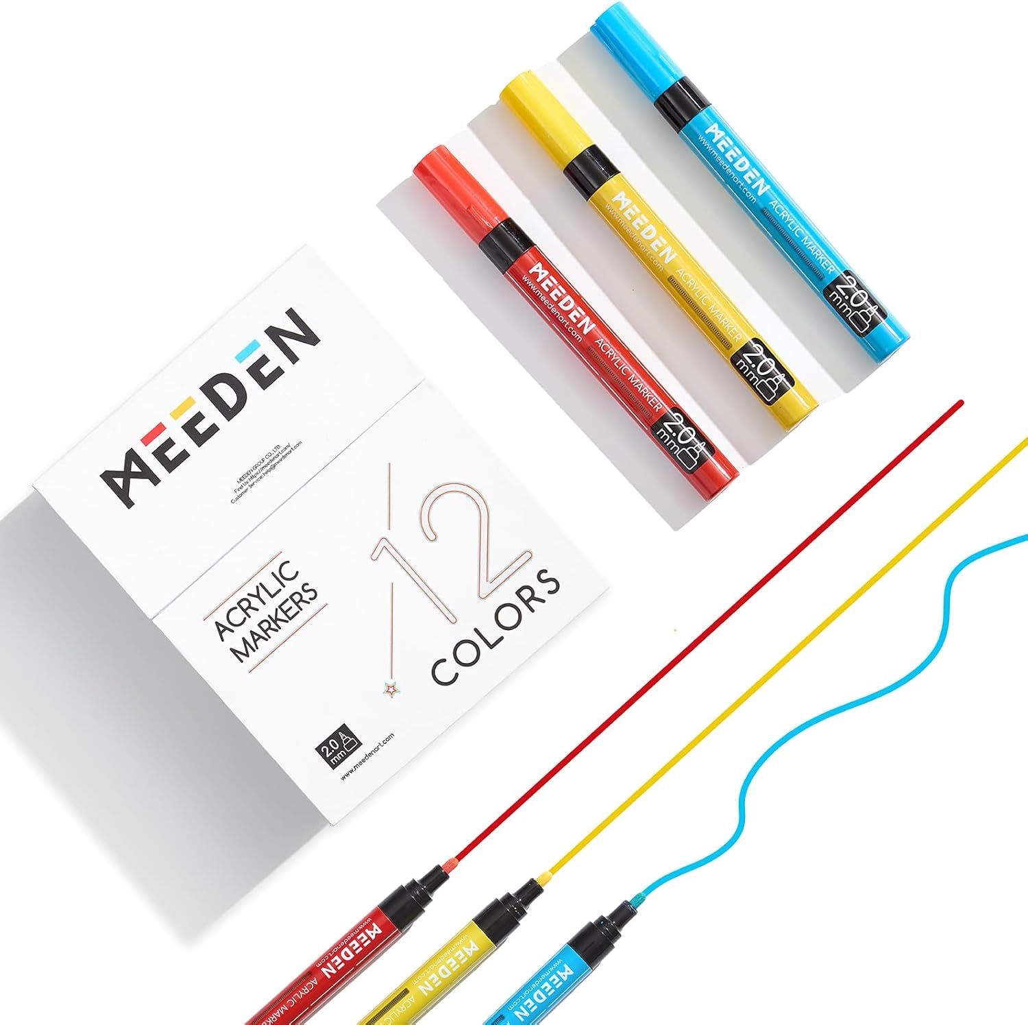 MEEDEN Acrylic Paint Markers Set - 12 Colors