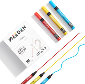 MEEDEN Acrylic Paint Markers Set - 12 Colors