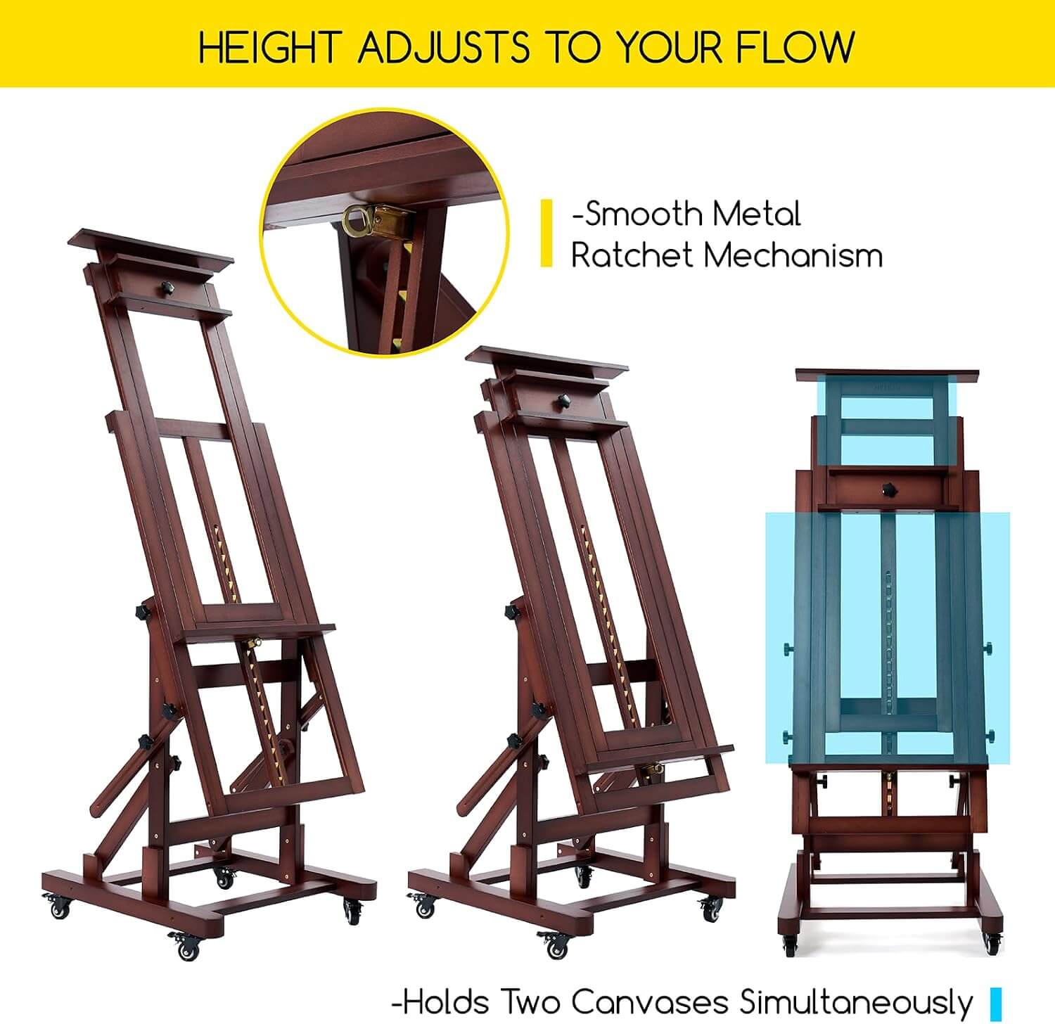 MEEDEN Deluxe Multi-Function Heavy Duty Large Artist Easel-Deep Walnut-DHJ-3