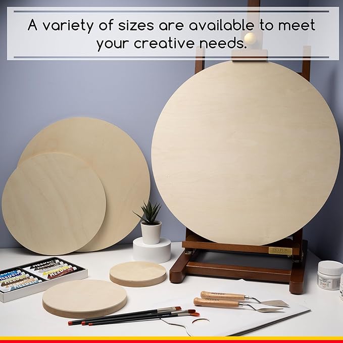 MEEDEN Round Cradled Wood Panels – 16" x 3/4", 2-Pack for Pouring Art & Painting