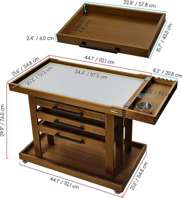 MEEDEN Extra Large Artist Supplies Storage Cart, 5-Tier Taboret with 3 Drawers-Walnut