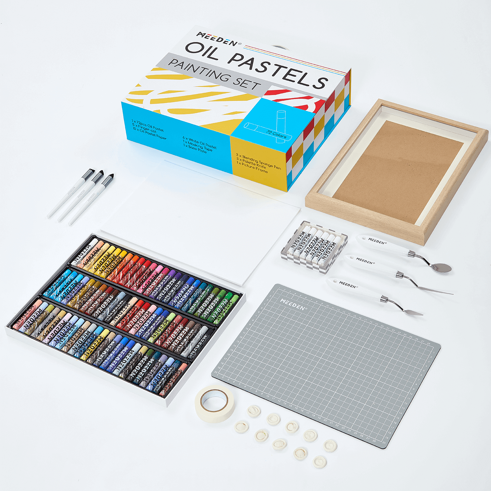 MEEDEN Soft Oil Pastels Set, 102Pcs Oil Pastel Kit with 72 Colors & 6 White Pastel